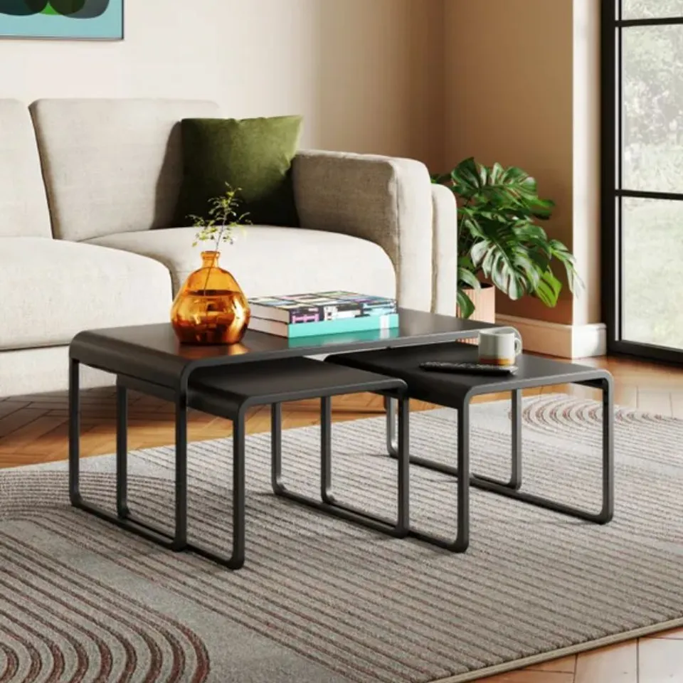 BOXED BOWIE NEST OF COFFEE TABLES - BLACK (1 BOX)
