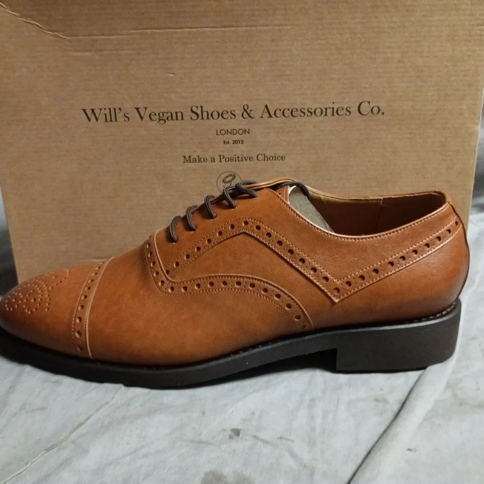 UK 11 WILL'S VEGAN SHOES GOODYEAR WELT BROGUES, TAN (EU 46)