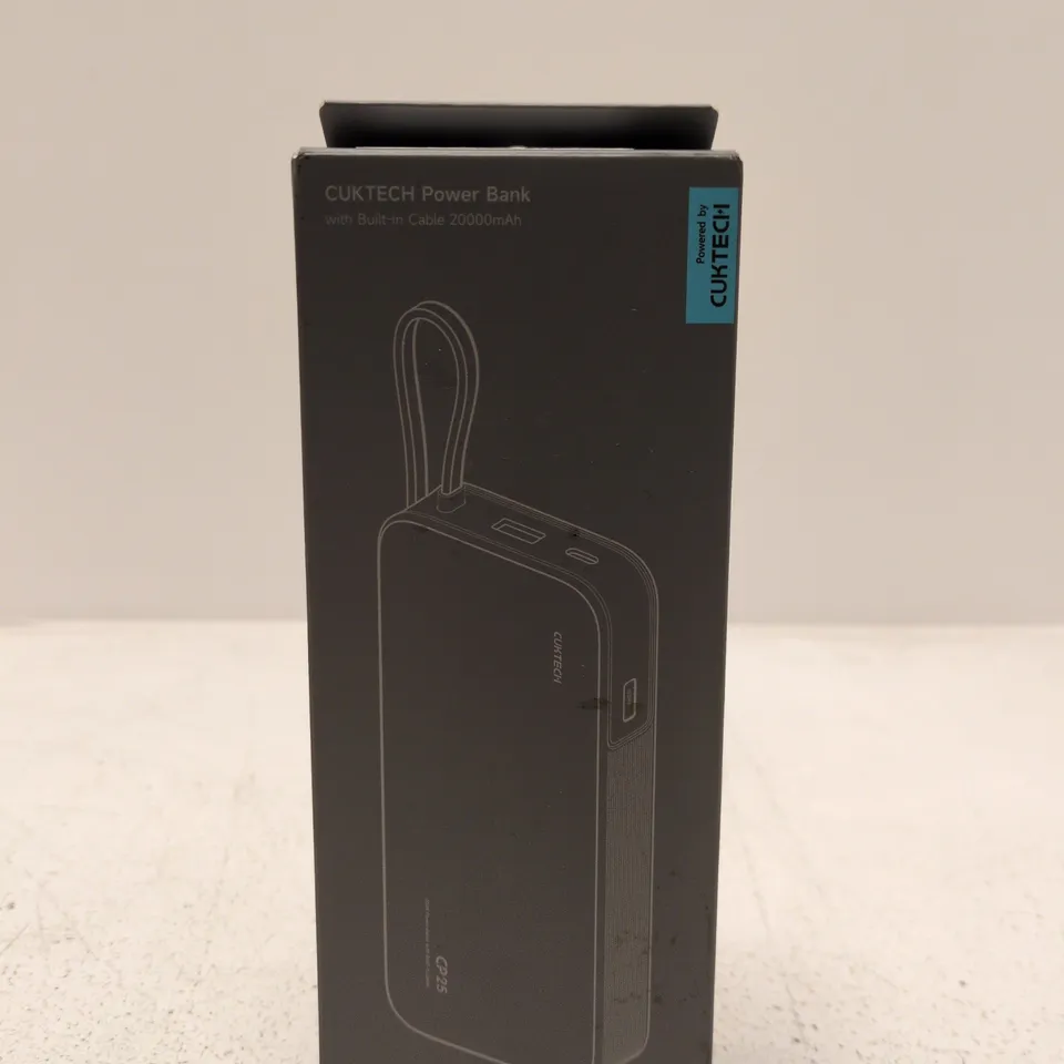 CUKTECH POWER BANK 20000MAH WITH BUILT-IN CABLE - BLACK 