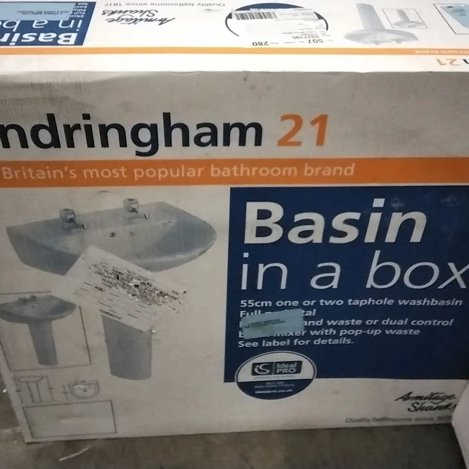 BOXED ARMITAGE SHANKS SANDRINGHAM 21 BASIN IN A BOX