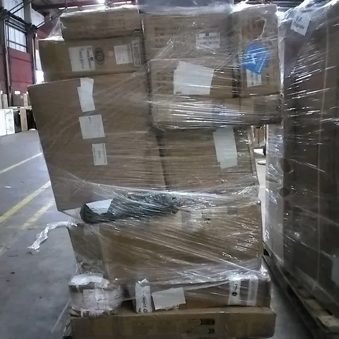 PALLET OF HOUSEHOLD ITEMS TO INCLUDE WALKING VIBRATION PAD,  OFFICE CHAIR,  ICE CRUSHER AND OTHER ASSORTED ITEMS...