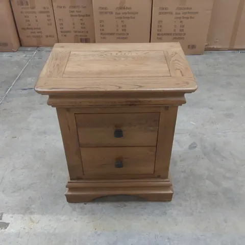 DESIGNER SOLID WOOD 2 DRAWER BEDSIDE TABLE