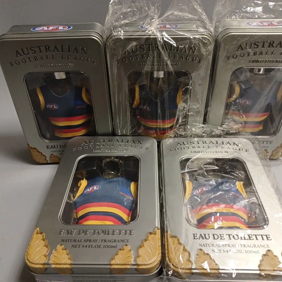 APPROXIMATELY 5 AUSTRALIAN FOOTBALL LEAGUE LIMITED EDITION EAU DE TOILETTE (5 x100ml) (ADELAIDE CROWS)