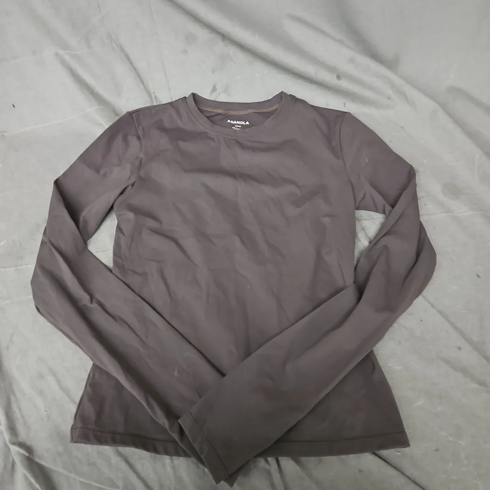 ADANOLA LONG SLEEVE TOP – DARK BROWN, SIZE MEDIUM