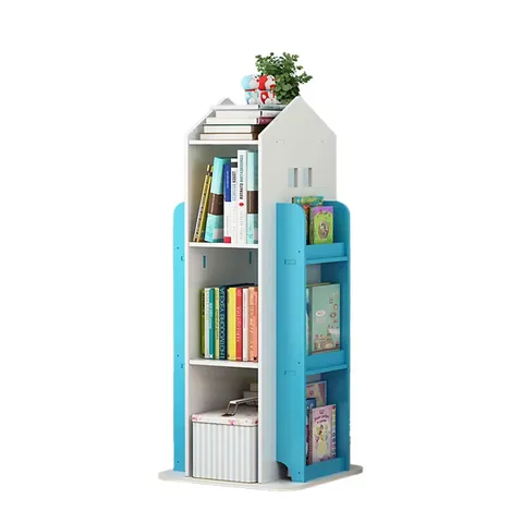 BOXED NEO HOUSE SHAPED 360° ROTATING KIDS' CHILDREN'S FREESTANDING BOOKSHELF 