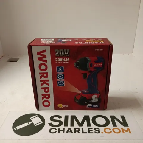 BOXED WORKPRO 20V 230N.M IMPACT DRIVER DRILL
