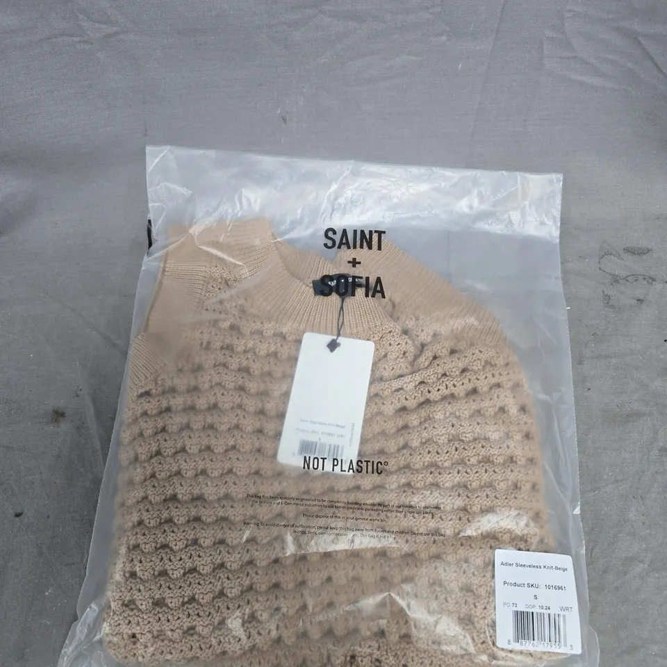 BAGGED SAINT AND SOFIA ALDER SLEEVELESS KNIT JUMPER - SIZE SMALL