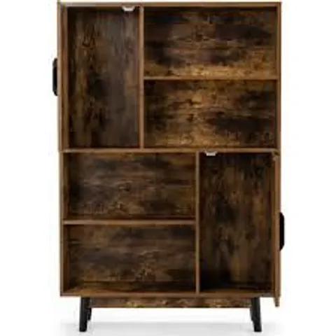 BOXED COSTWAY 2 DOOR 4 SHELF COFFEE WOODEN SIDEBOARD STORAGE CABINET