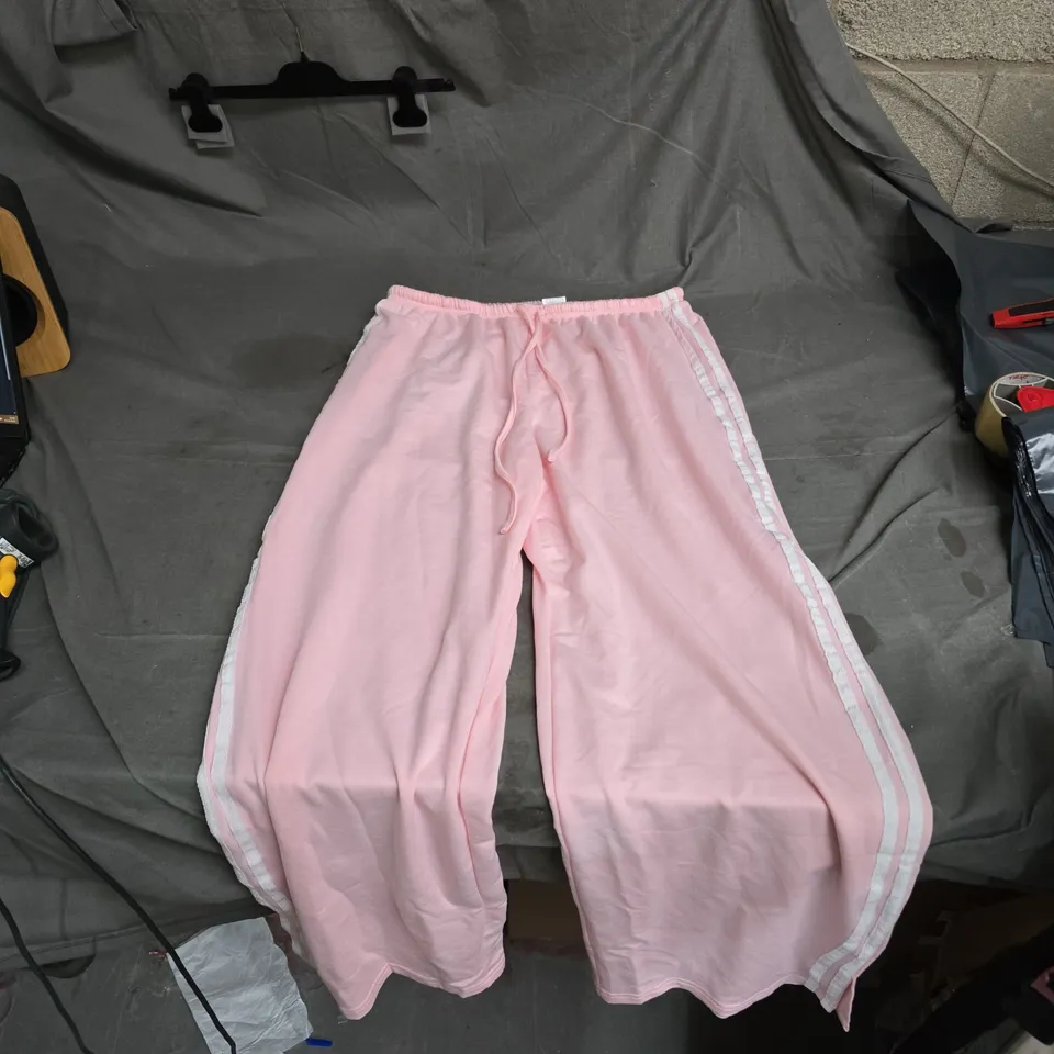 PINK TRACK PANTS WITH WHITE SIDE STRIPES – WOMEN'S CASUAL TROUSERS