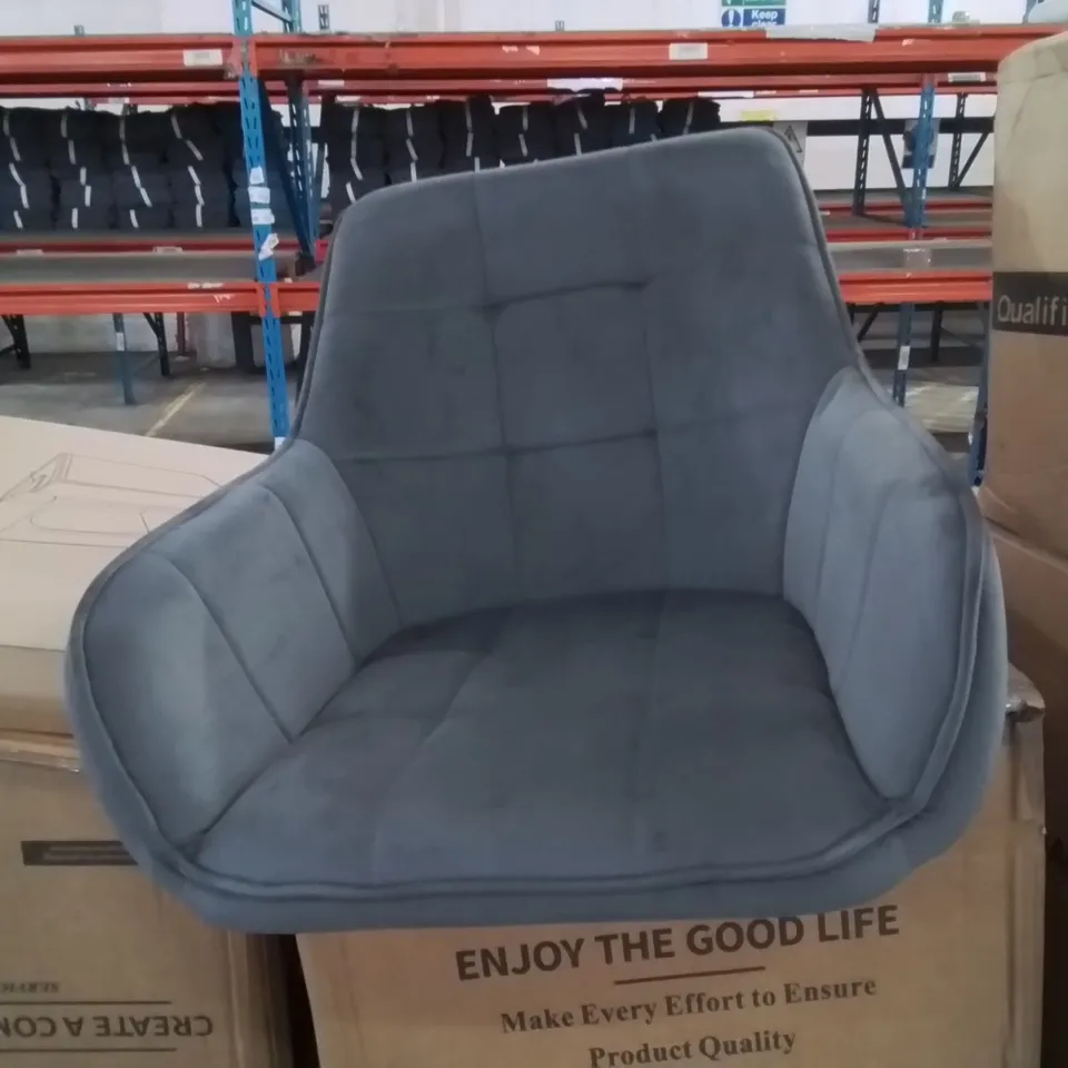 BOXED DANYL SET OF TWO DARK GREY VELVET SWIVEL DINING CHAIRS