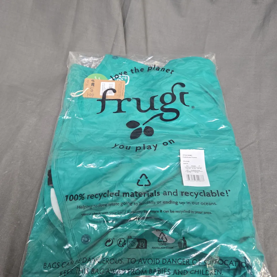 BAGGED FRUGI PUDDLE BUSTER TROUSERS SIZE 9/10 YEARS