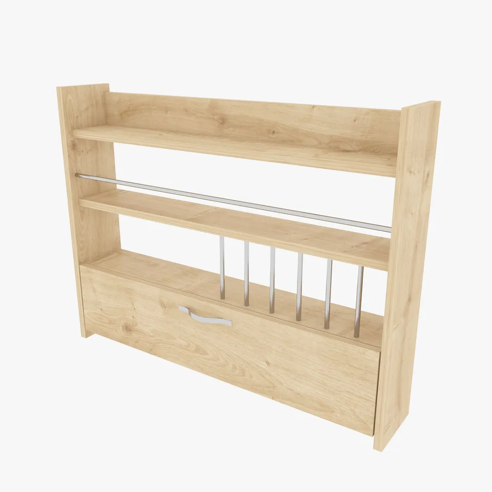 BOXED KNOTT KITCHEN SHELF IN OAK