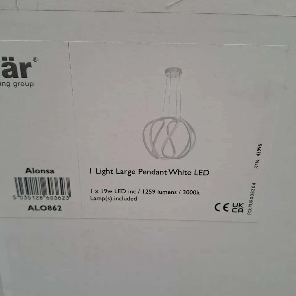 DAR LIGHTING ALONSA LARGE PENDANT - WHITE - AL0682