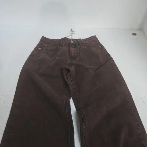 STRADIVARIUS WOMENβS BROWN STRAIGHT WIDE-LEG TROUSERS β UK 10