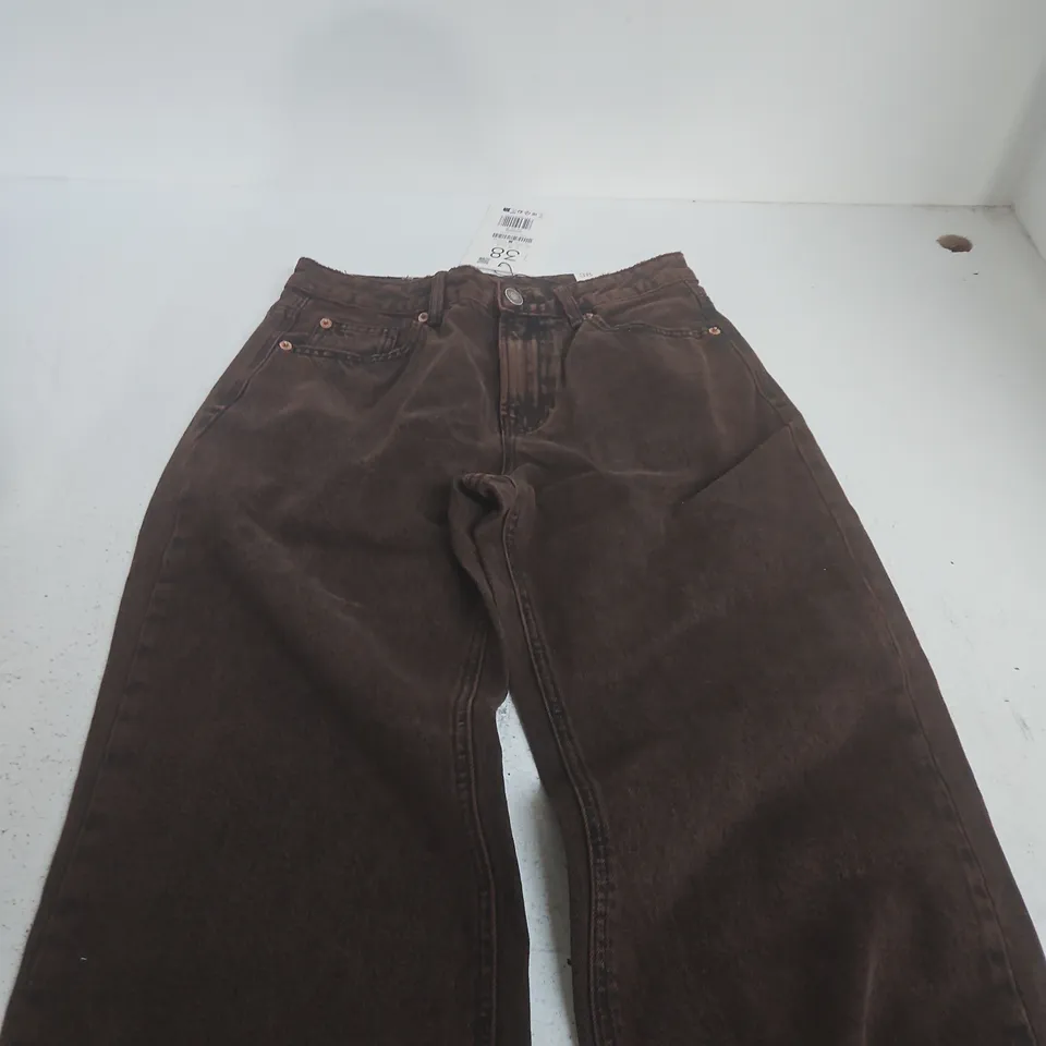 STRADIVARIUS WOMEN’S BROWN STRAIGHT WIDE-LEG TROUSERS – UK 10