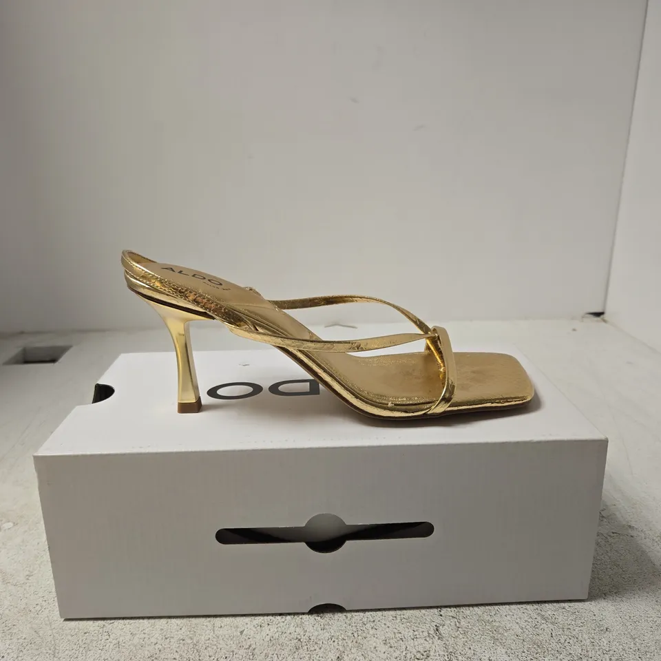 ALDO GOLD STRAPPY HEELED SHOES – WOMEN'S, UK 6 (US 8.5 / EUR 39)