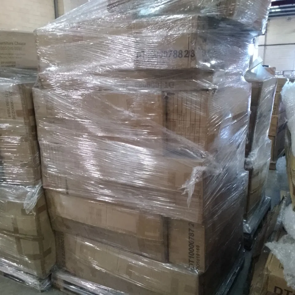 PALLET OF ASSORTED FLAT PACK DINING TABLE PARTS 