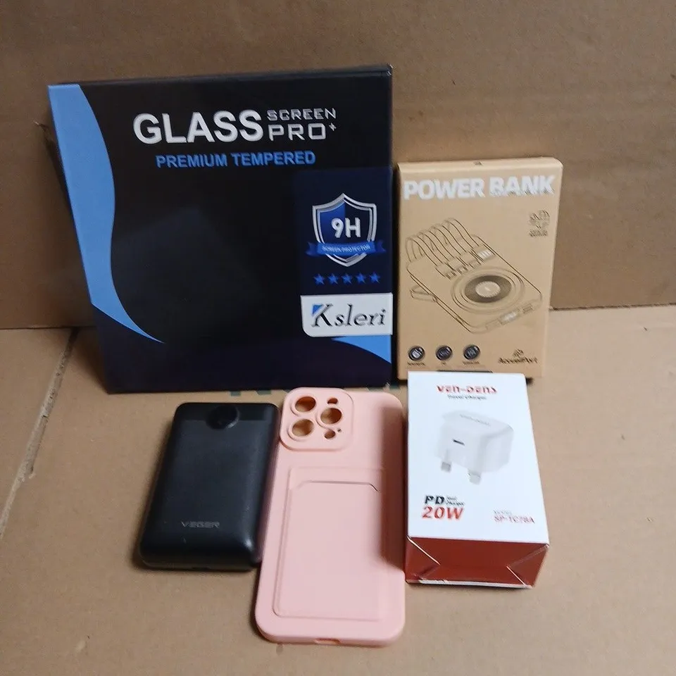 APPROXIMATELY 15 ASSORTED SMARTPHONE ACCESSORIES TO INCLUDE CHARGING CABLES, POWERBANKS, PHONE CASES ETC 