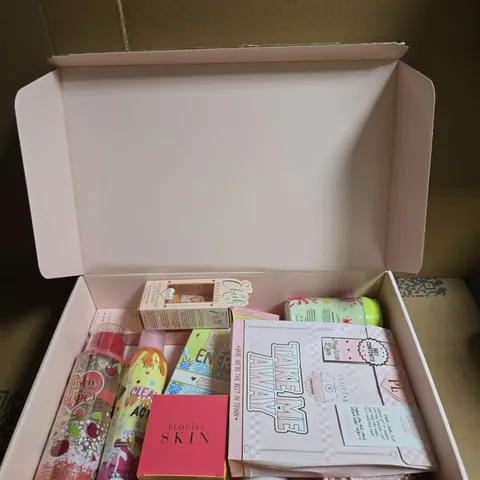 PLOUISE BEAUTY BOX TO INCLUDE STRETCHY BODY SCRUB, CHERRY EXTRACT MICELLAR WATER AND THE CHEEK OF IT LIQUID BLUSH