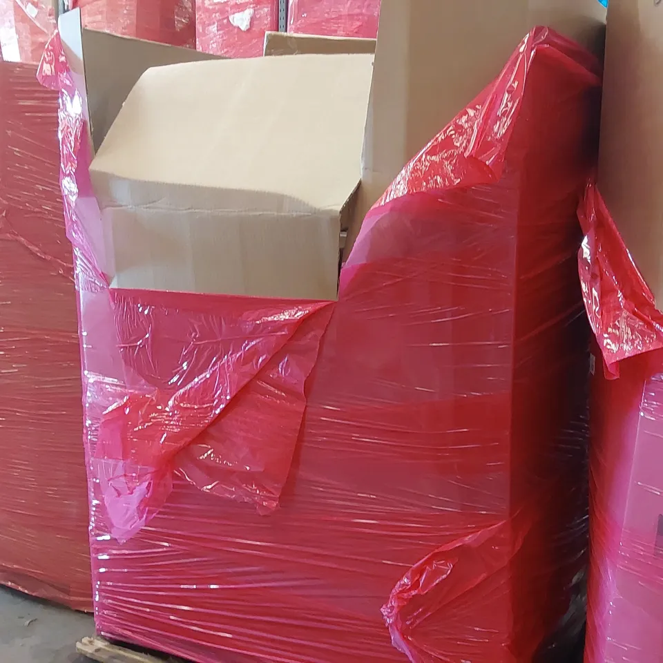 PALLET OF ASSORTED ITEMS INCLUDING: IMPUSE SEALER, CLOTHES DRYER, BLOWER VAC, IMPULSE SEALER, RETRACTABLE SAFETY GATE, SNOWMAN DECORATION ECT