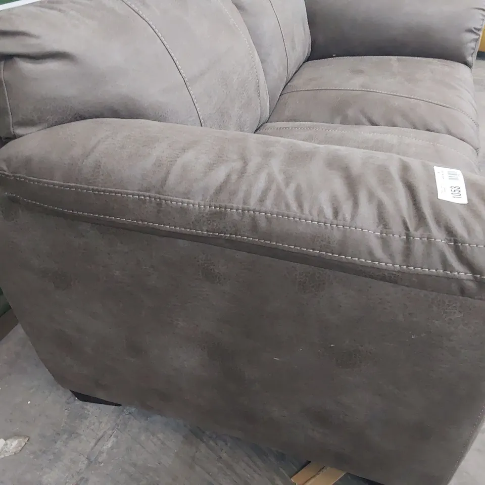 DESIGNER SCAFELL TWO SEATER SOFA GREY SUEDE WITH FEATURED STITCHING