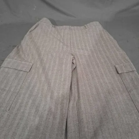 SAINT + SOFIA ASTRID CARGO PANTS BROWN HERRINGBONE - UK 12 