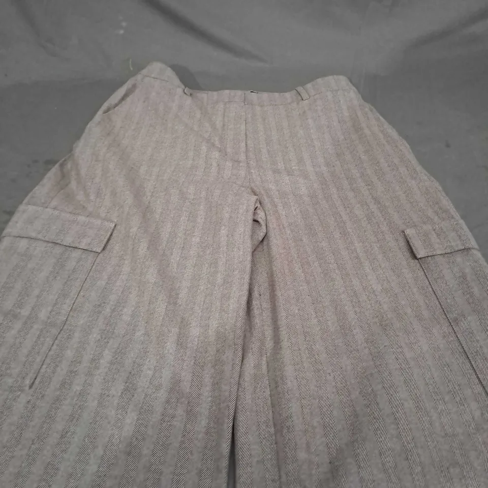 SAINT + SOFIA ASTRID CARGO PANTS BROWN HERRINGBONE - UK 12 