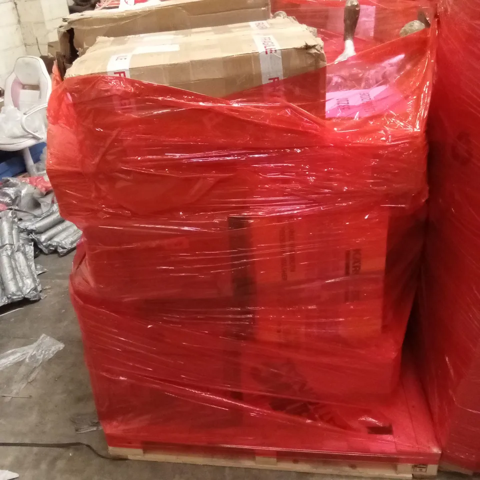 PALLET OF ASSORTED HOUSEHOLD GOODS AND PRODUCTS TO INCLUDE; OFFICE CHAIR, BOXED FURNITURE ETC