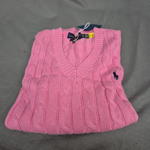 POLO RALPH LAUREN PINK KNITTED JUMPER - MEDIUM