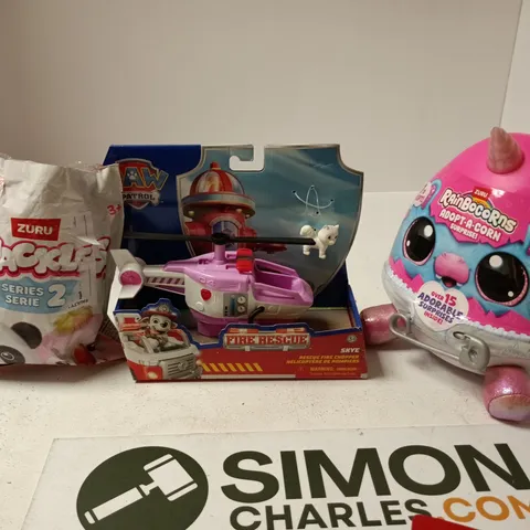 APPROXIMATELY 15 ASSORTED TOYS & GAMES PRODUCTS TO INCLUDE Zuru Stackers Series 2 bag; Paw Patrol Fire Rescue helicopter; Rainbow Corns Adopt-a-Corn egg – Toys Lot