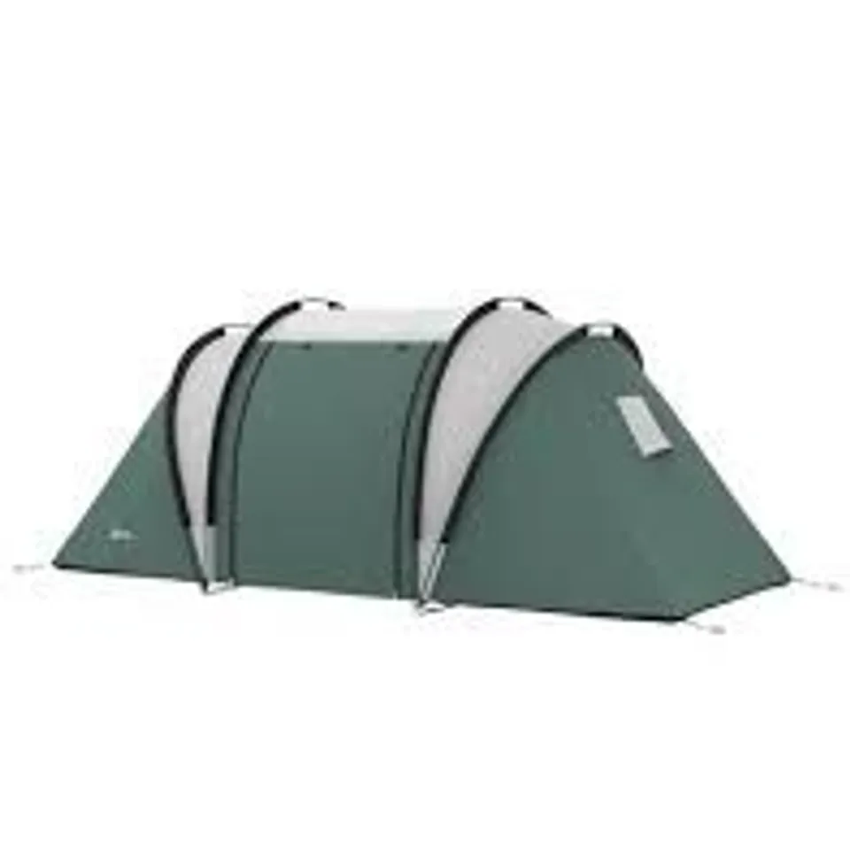 BOXED OUTSUNNY CAMPING TENT WITH 2 BEDROOMS AND LIVING AREA, 3000MM WATERPROOF FAMILY TENT, FOR FISHING HIKING FESTIVAL, DARK GREEN