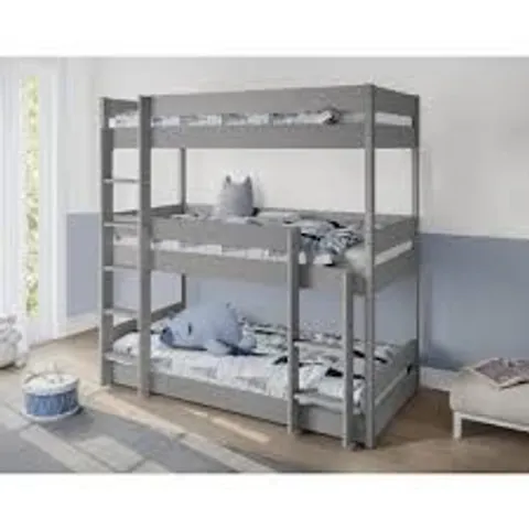 BOXED KANSAS 90 x 190cm TRIPLE SLEEPER BUNK BED - GREY (3 BOXES)