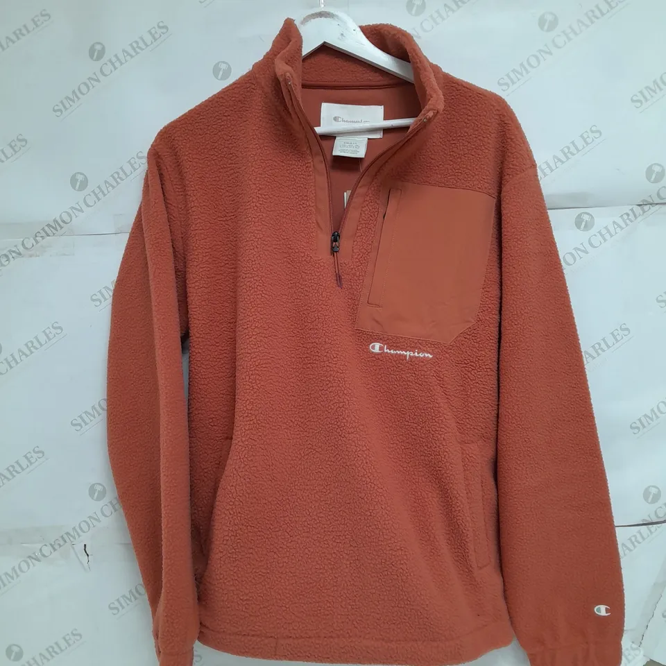 CHAMPION SMALL QUARTER ZIP FLEECE IN ORANGE 