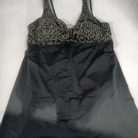 BONPRIX BLACK SWIM DRESS WITH BLACK LEOPARD PRINT TOP SIZE 20