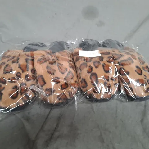 BOX OF APPROXIMATELY 20 PAIRS OF ANIMAL PRINT SLIPPERS