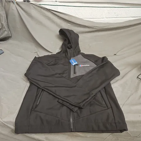 BERGHAUS BLACK SHELL JACKET – MEN'S, UK SIZE S (S) WITH HOOD