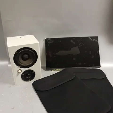 4 X ASSORTED ELECTRICAL PRODUCTS TO INCLUDE REPLACEMENT SCREEN, TABLET POUCHES & SINGLE VISION SPEAKER
