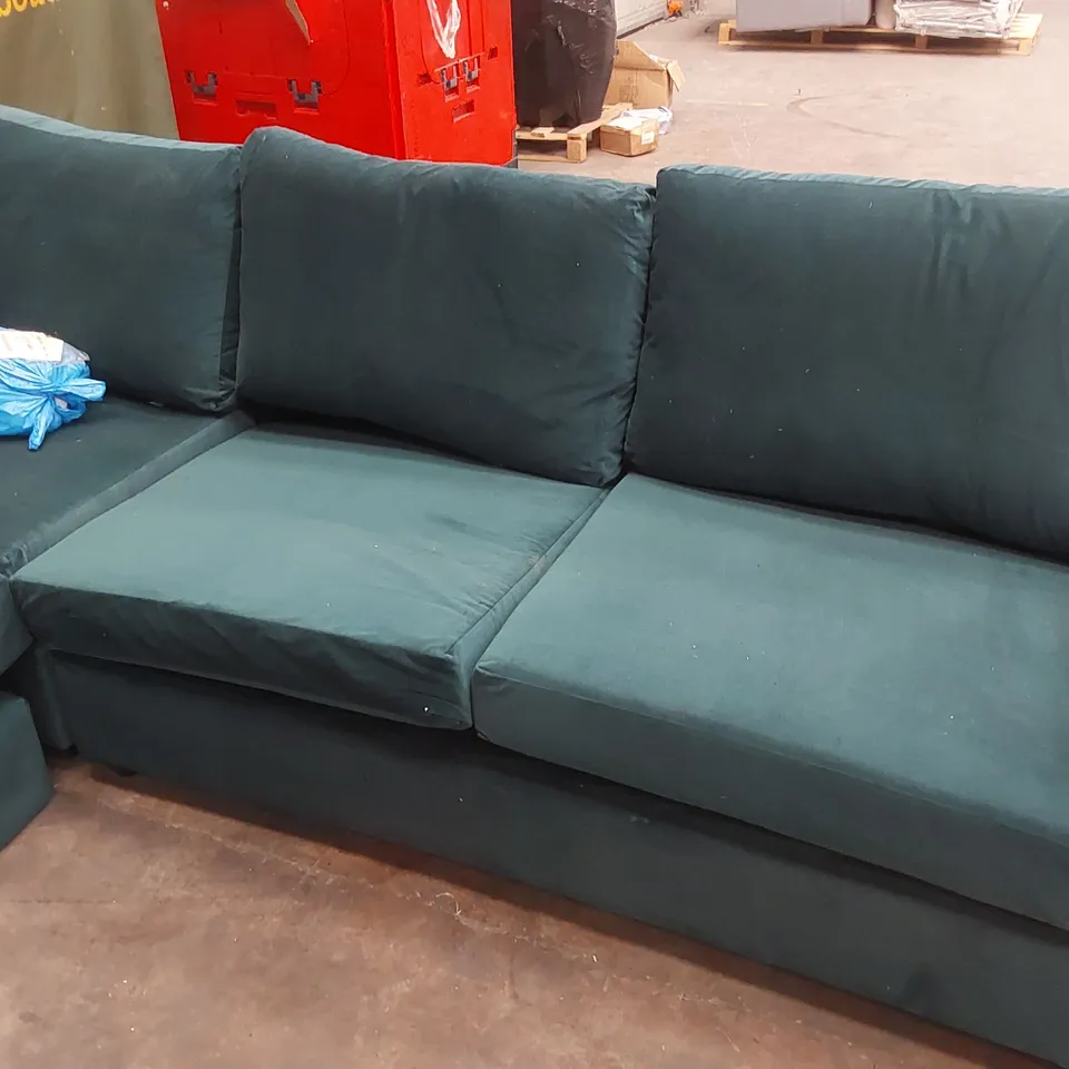 QUALITY DESIGNER THE BISFORD 8 SEATER CORNER SOFA BED - EMERALD VELVET