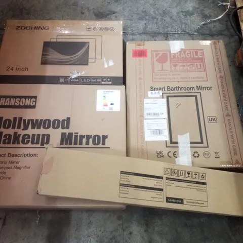 PALLET CONTAINING ASSORTED PRODUCTS INCLUDING HOLLYWOOD MAKEUP MIRROR, BATHROOM MIRROR, BATH TRAY EXPANSION & 24" MONITOR