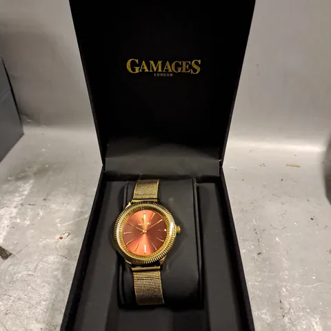 GAMAGES FLUTED DIAMOND RED DIAL WATCH 