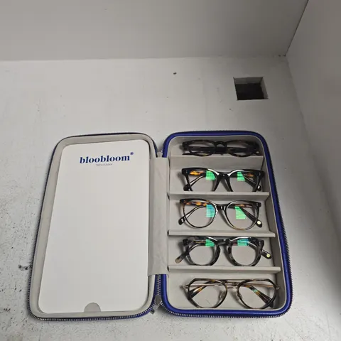 Bloobloom Eyewear Case Set – 5 Glasses in Blue Zip Case 