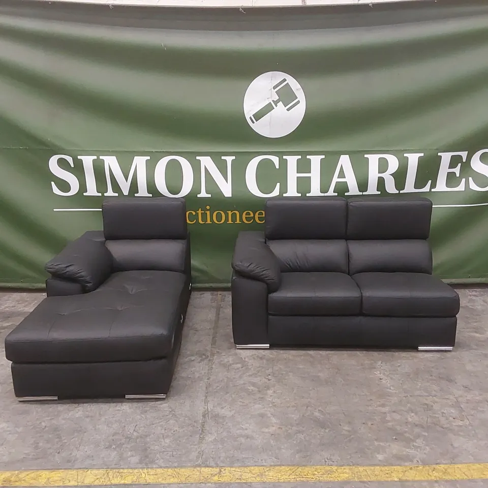 BRADY 100% LEATHER CORNER CHAISE PARTS // INCOMPLETE SET, TWO NON-MATCHING PARTS