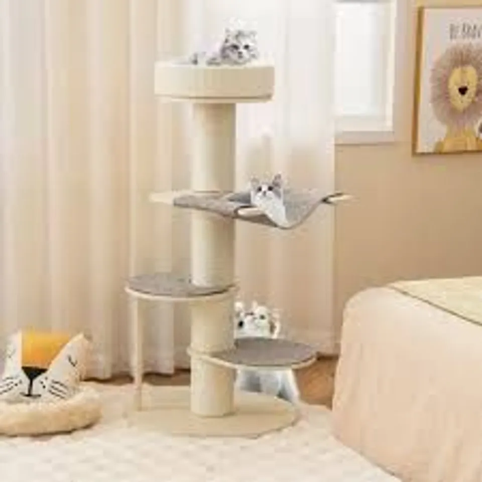 BOXED COSTWAY GREY MULTI LEVEL CAT TOWER WITH SISAL COVERED SCRATCHING POSTS 120CM