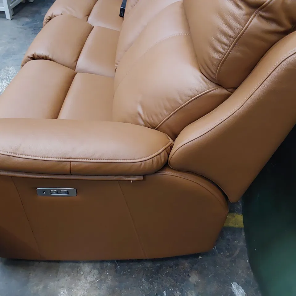 QUALITY BRITISH DESIGNER G PLAN KINGSBURY POWER RECLINING THREE SEATER SOFA CAMBRIDGE TAN LEATHER 