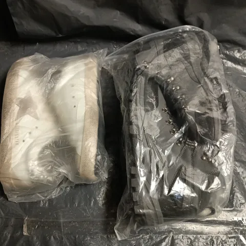 BOX OF APPROXIMATELY 15 ASSORTED PAIRS OF SHOES AND FOOTWEAR ITEMS IN VARIOUS COLOURS, STYLES, AND SIZES - COLLECTION ONLY