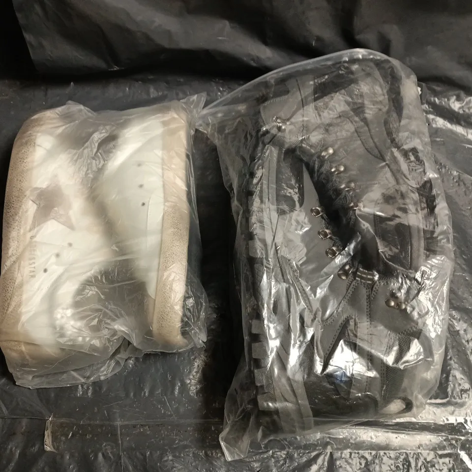 BOX OF APPROXIMATELY 15 ASSORTED PAIRS OF SHOES AND FOOTWEAR ITEMS IN VARIOUS COLOURS, STYLES, AND SIZES - COLLECTION ONLY