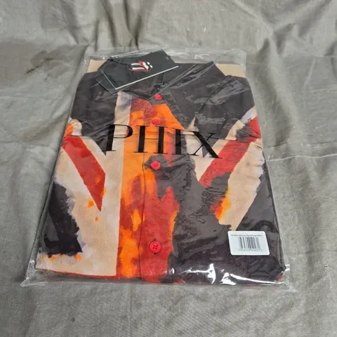 BAGGED PHIX ROLLING STONE UNION JACK LONG SLEEVE VISCOSE SHIRT SIZE S