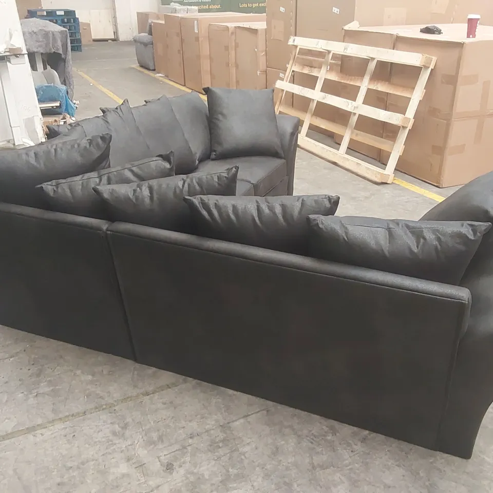 DURY LEATHER LOOK CORNER GROUP SOFA - BLACK RRP £1199