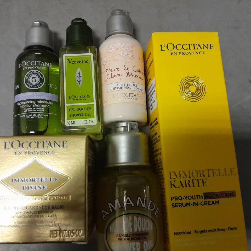 L'OCCITANE 8-PIECE BEAUTY SET IN YELLOW CORD BAG