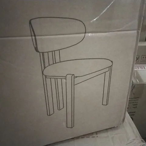 BOXED SET OF 2 GEOGRE OLIVER UPHOLSTERED DINING CHAIRS - WHITE/BROWN 